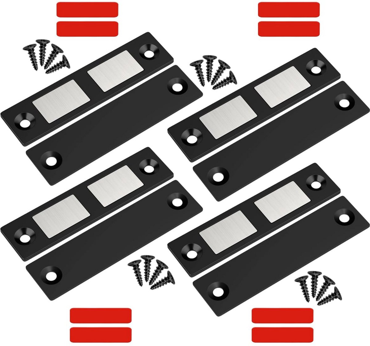 Krachtige Magnetische Deurvanger Set van 4 - Zwart Heavy Duty Kastsloten voor Keuken, Camper en Schuur
