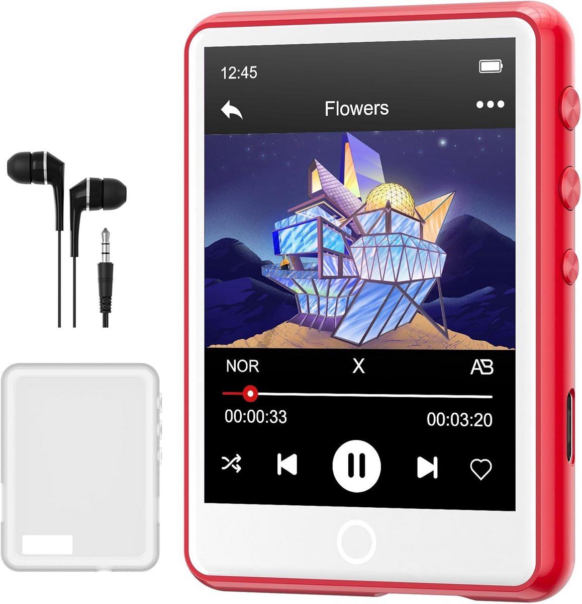 Draagbare MP3-speler met Groot Touchscreen, Bluetooth 5.3 en 128 GB Geheugen