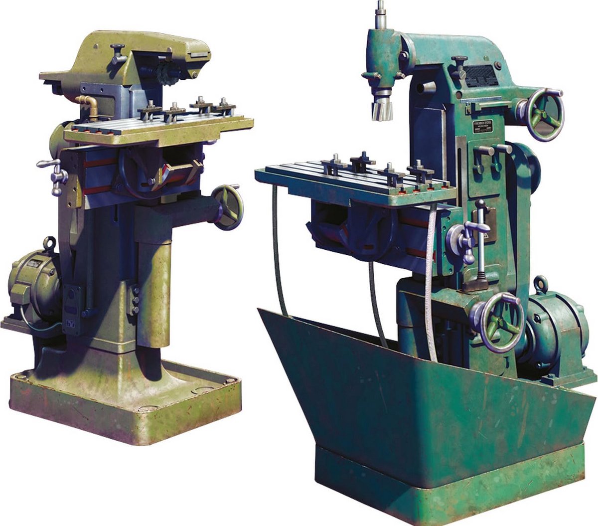 Modelbouw Set: 2x Gedetailleerde Freesmachine (Schaal 1:35) - Werkplaats Diorama Accessoire