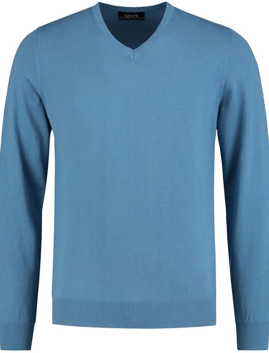 GENTS - V-neck - Katoen - Staalblauw - Maat S/S