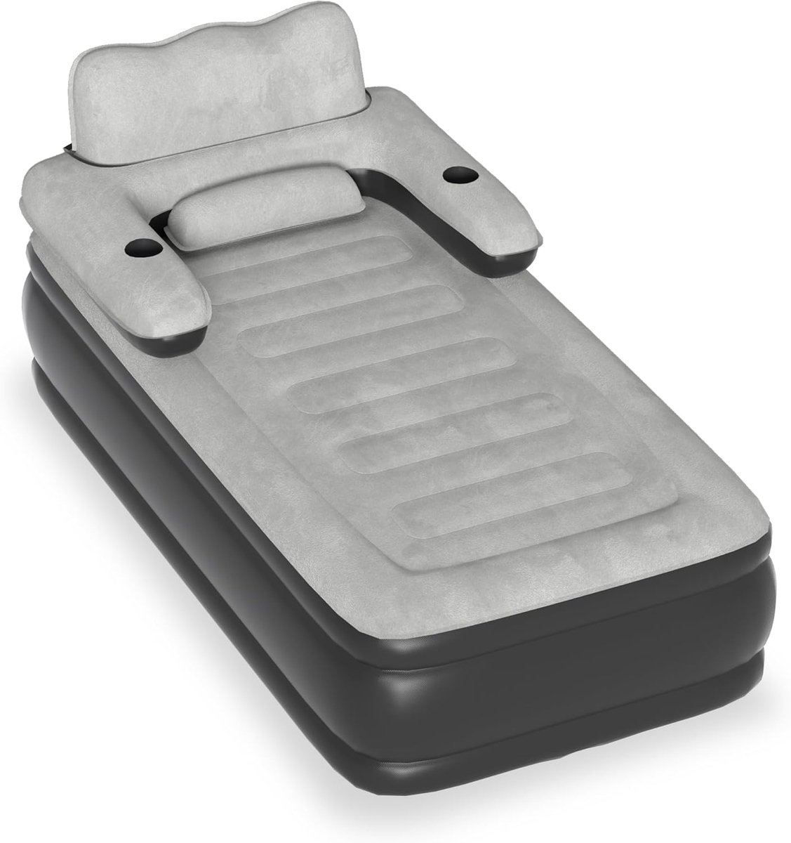 Luchtbedden 100 x 190 x 82 cm Eenpersoonsluchtbed Zelfopblazend met Rugleuning en Elektrische Luchtpomp Snel Opblazen/Leeglopen Opvouwbaar Luchtbed Draagvermogen tot 250 kg NAIZY
