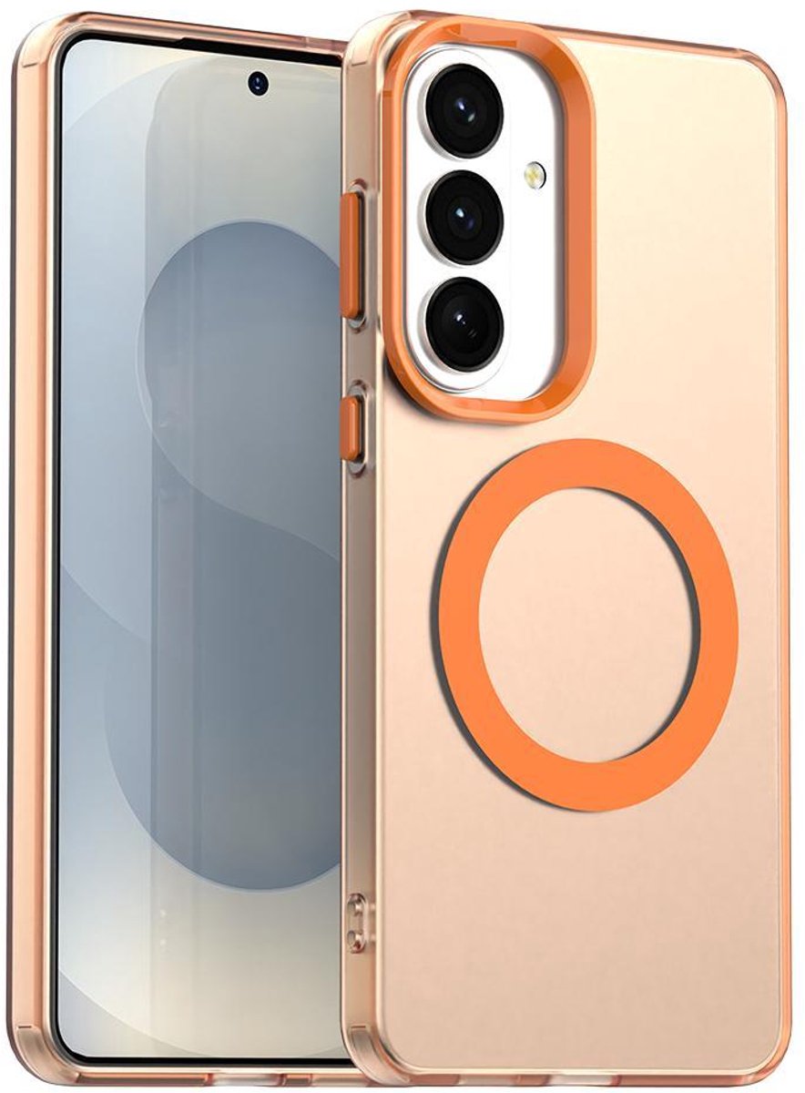 Mobigear Hoesje geschikt voor Samsung Galaxy S26 Plus MagSafe Telefoonhoesje Hardcase | Mobigear Shockproof Backcover | Geschikt voor MagSafe | Geschikt voor Draadloos Opladen met Magnetische Ring | Geschikt voor MagSafe Case - Oranje