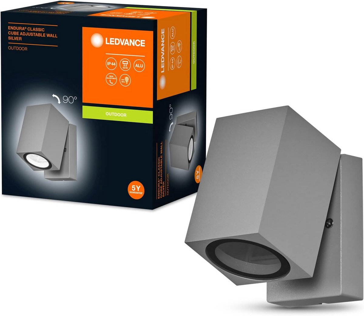 Buiten Wandlamp Kubus Richtbaar Zilver IP44 - Geschikt voor GU10 Lampen