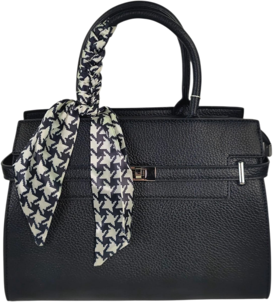 L'aphrodite - handtas met strik - lange draagriem - zwart
