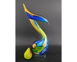 GlasArt Glassculptuur Muzieknoot – Handgemaakte Glaskunst met Kleur en Beweging
