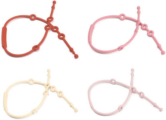 Verstelbare Siliconen Baby Koorden - Speenkoord - Set van 4 (Roestbruin, Roze, Donkerroze, Beige) - 52 cm - voor Speen, Bijtring of Speelgoed - BPA-vrij, Vaatwasser- & Uitkookbaar - 52 cm van Merkloos — afbeelding 2