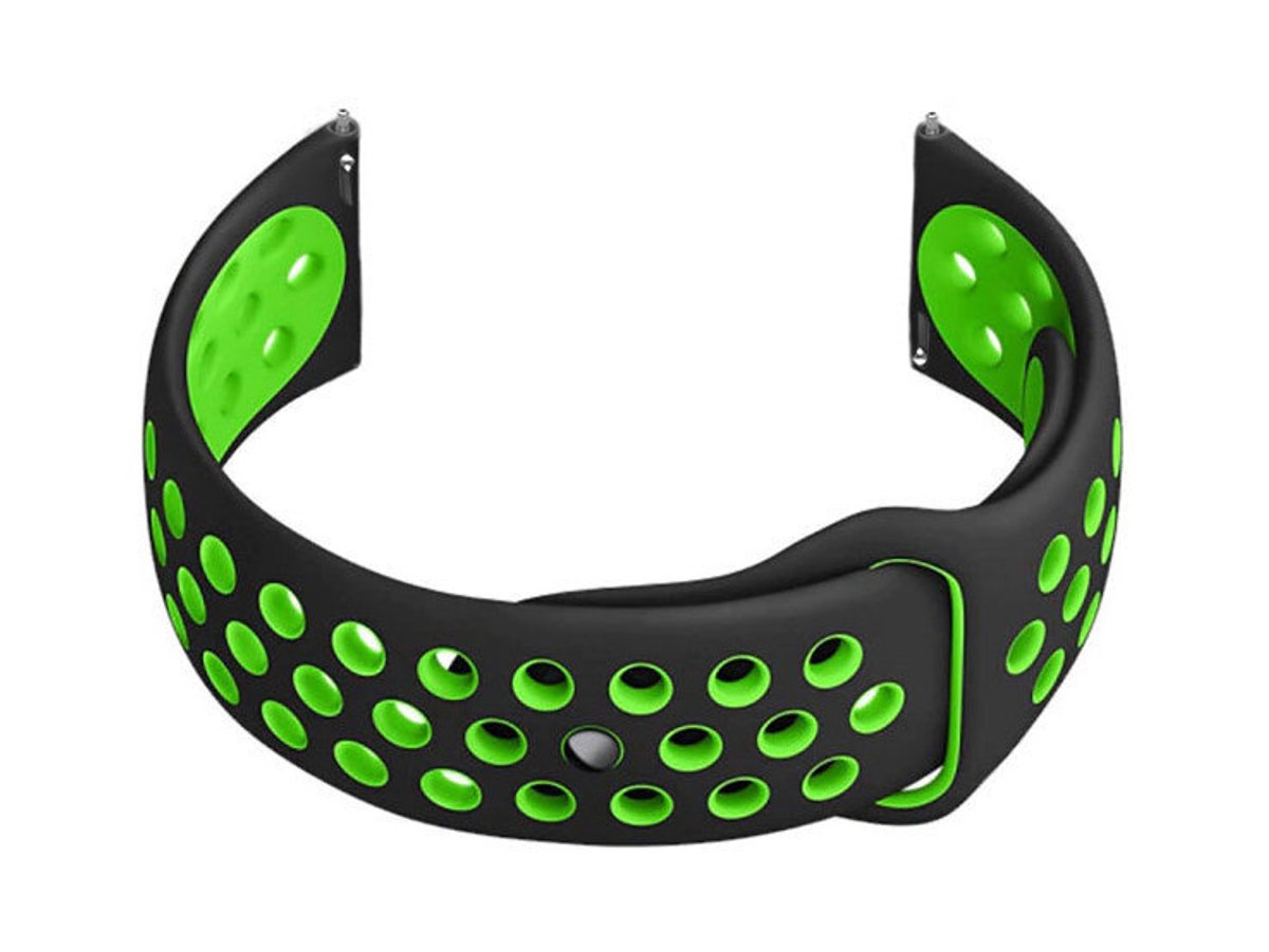 Pacific - Smartwatch Bandje - Zwart-Groen - 22mm