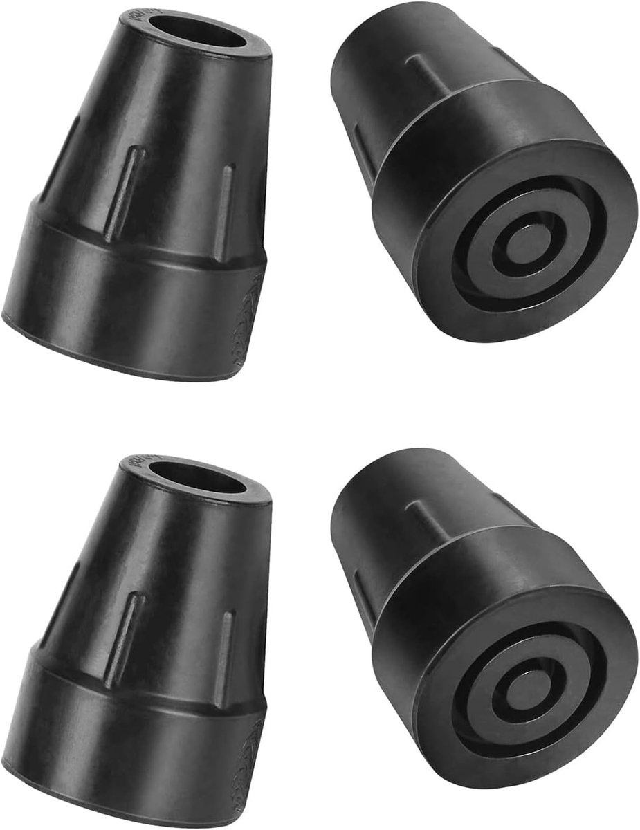 Riet Tip - 19 mm Non-Slip Vervanging Cane Tip voor Walking Cane Crutch Vouwen Cane Accessoire - 4 stuks- Zwart