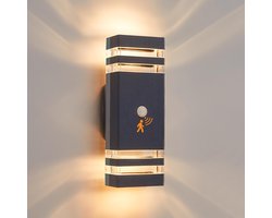 CELAVY Buitenwandlamp met Bewegingssensor - LED GU10 Up & Down Wandlamp - IP65 Waterdicht - Instelbare Sensor - Voor Binnen en Buiten - Zwart