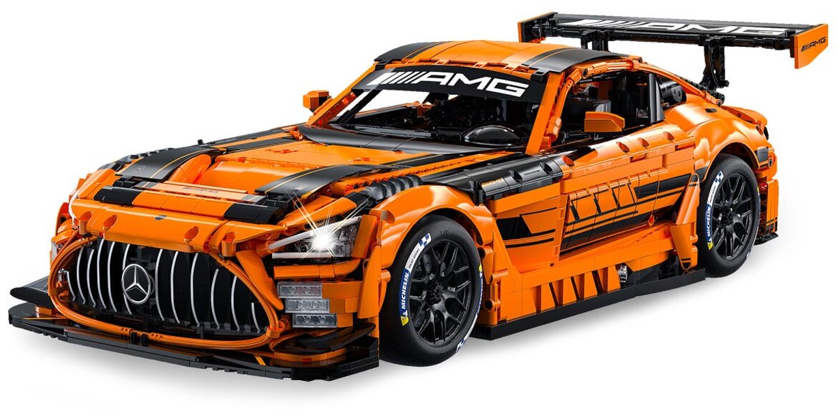 Jamara Constructiespeelgoed - 402899 - CaDA Bricks - Mercedes-AMG GT3 - Oranje - Rauto Bouwstenen set - 1:8