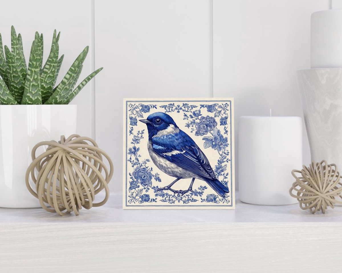 Tegel 15x15 cm met Delfts blauw cadeau decoratie | tegeltjes met tekst | tegeltjes met spreuken | collega | oma | opa | pensioen | mama | papa | vriend