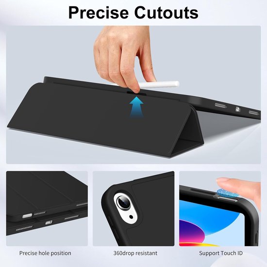 Casemania Stylus en Hoes Geschikt voor Apple iPad 2025 (A16) - Zwart - Universeel Stylus Pen - Smart Cover met Pencil Slot Uitsparing van Merkloos — afbeelding 5