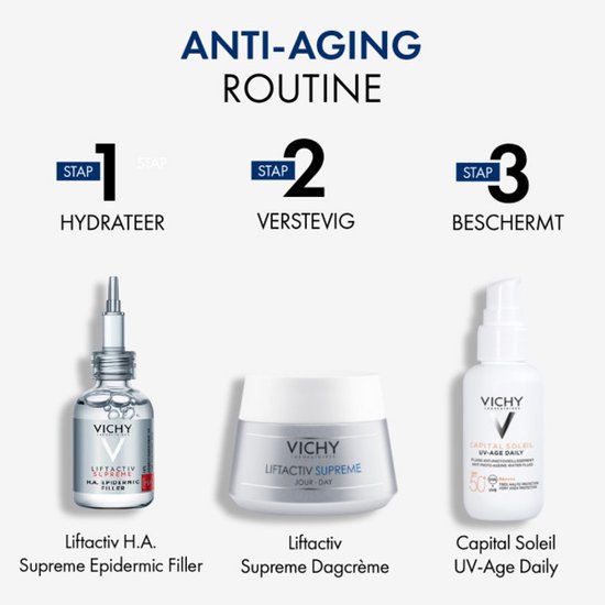 Vichy Capital Soleil UV-Age Daily SPF50+ - Zonnefluide Dagelijkse Bescherming - Gezicht - Niacinamide (Vitamine B3) en Peptiden - 40ml