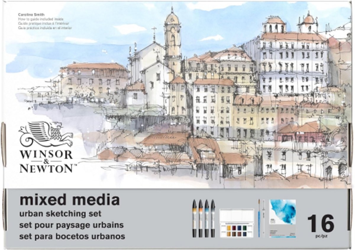 Winsor & Newton 0290200 Mixed Media Urban Sketching Set – 16-delige Mixed Media Set