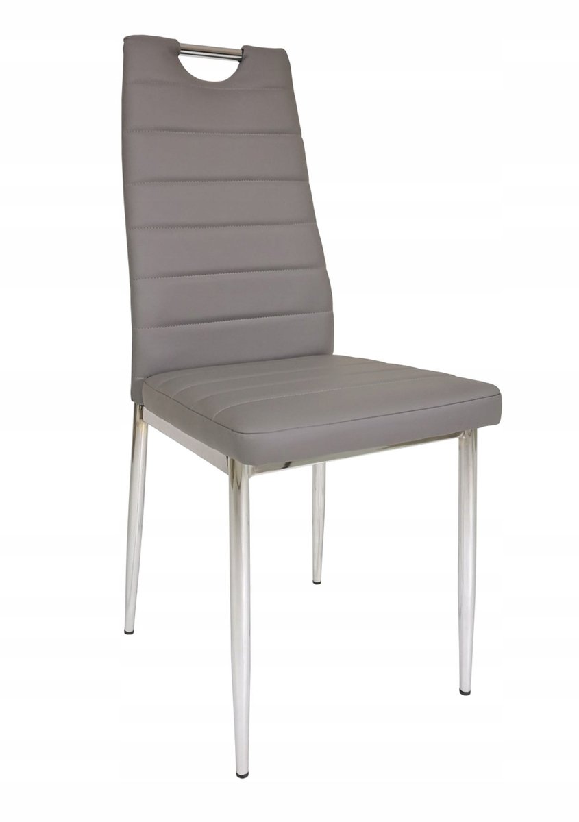 Furnitex DC2-001-B - Eetkamerstoel - Grijs - Kunstleren Bekleding - Chromen Handgreep Grijs;Chroom