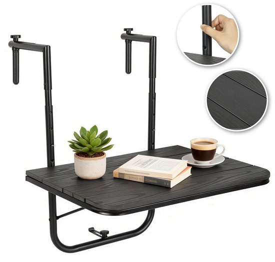 Balkontafel Inklapbaar – Donkergrijs – Hangend Balkontafels Opklapbaar Hangtafel – Ophangbaar Voor aan het Balkon – Vouwtafel Wandtafel Inklapbare Tafel – Bijzettafel – Buiten Tafeltje Klaptafel