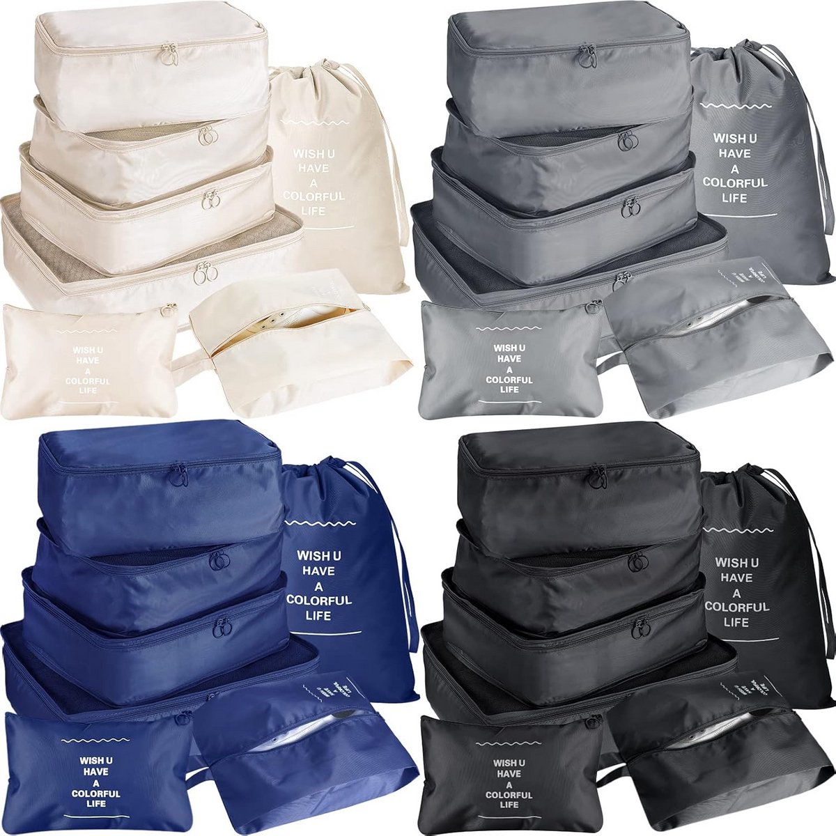 28-delige set opvouwbare bagageorganizers voor optimaal inpakken