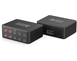 DrPhone SmartC14 – 330W GaN Oplaadstation – 10-Poorts (6× USB-C + 4× USB-A) – Tot 100W PD – Multiport Snellader voor Laptop, Tablet & Smartphone – Zwart