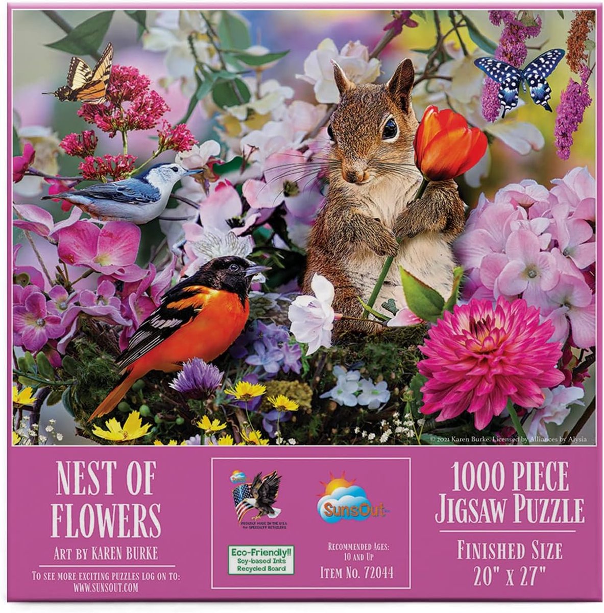 Legpuzzel 1000 stukjes - Bloemenpuzzel - Ontspannen tijdverdrijf - Gerecycled karton - 30.5 x 30.5 cm - Kleurrijk