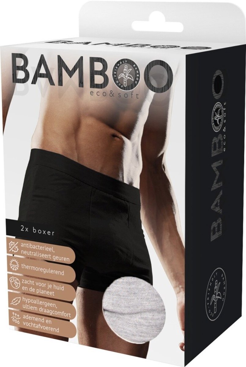 Naproz Bamboo Men's Original Boxer Grijs 2-pack S (2 paar)