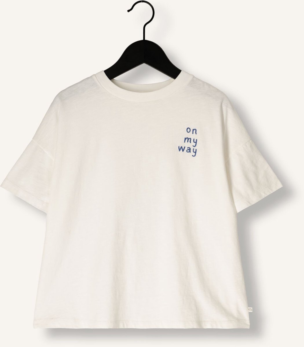 JENEST Ben Oversized T-shirt Polo's & T-shirts Jongens - Polo shirt - Ecru - Maat 122/128