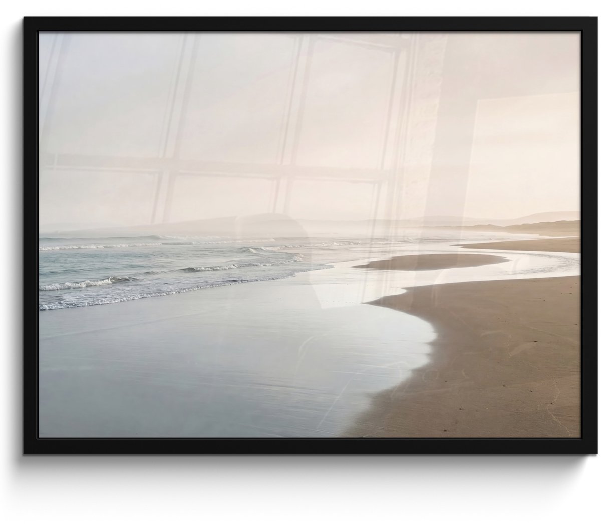 FrameYourWall Poster in lijst - Fotolijst 80x60 cm - Posters - Kustlijn - Strand - Oceaan - Posterlijst zwart - Decoratie - Wanddecoratie woonkamer - Muurdecoratie slaapkamer