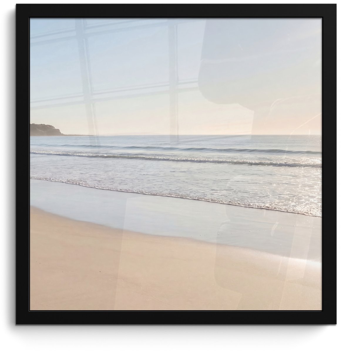 FrameYourWall Poster in lijst - Fotolijst 40x40 cm - Posters - Zee - Zon - Zand - Posterlijst zwart - Decoratie - Wanddecoratie woonkamer - Muurdecoratie slaapkamer