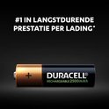 Duracell oplaadbare AA-batterij (2500mAh) met een gouden pluspool en zwarte behuizing.