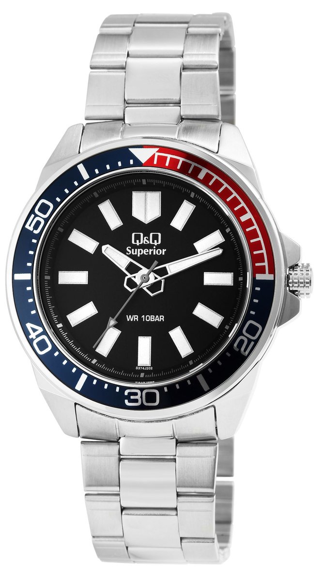 QQ Herenhorloge van roestvrij staal S374J202Y QQ herenhorloge van roestvrij staal, 10 bar