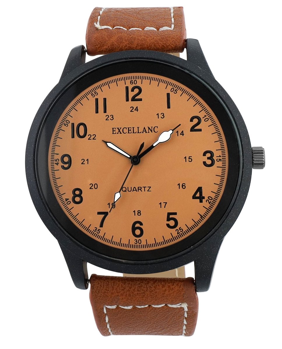 EXCELLANC Herenhorloge van imitatieleer 2900243 Excellanc leren imitatie armband herenhorloge