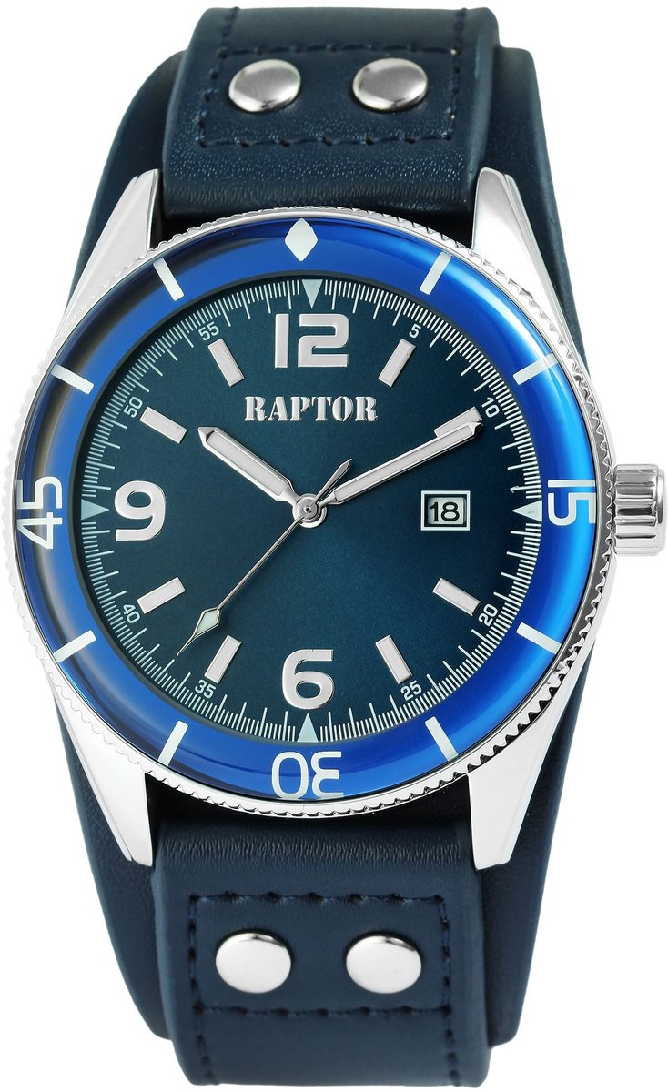Raptor Herenhorloge van echt leer Gabin echt leren band, gesp, achterband, mannelijk