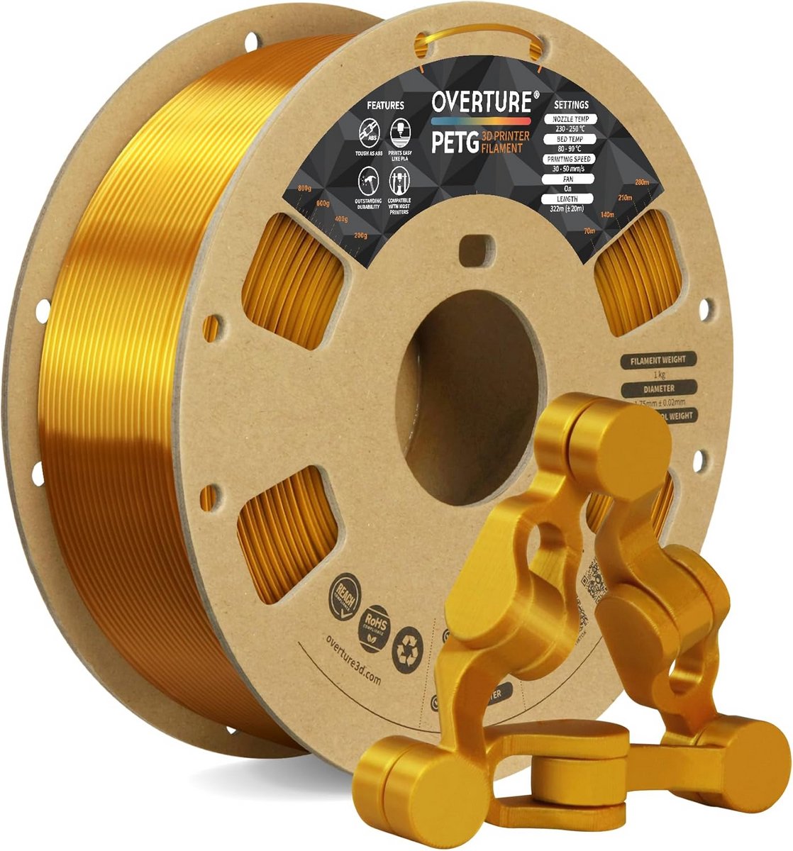 PETG Filament 1.75mm 1KG Spool Goud - Hoge Precisie 3D Printer Materiaal