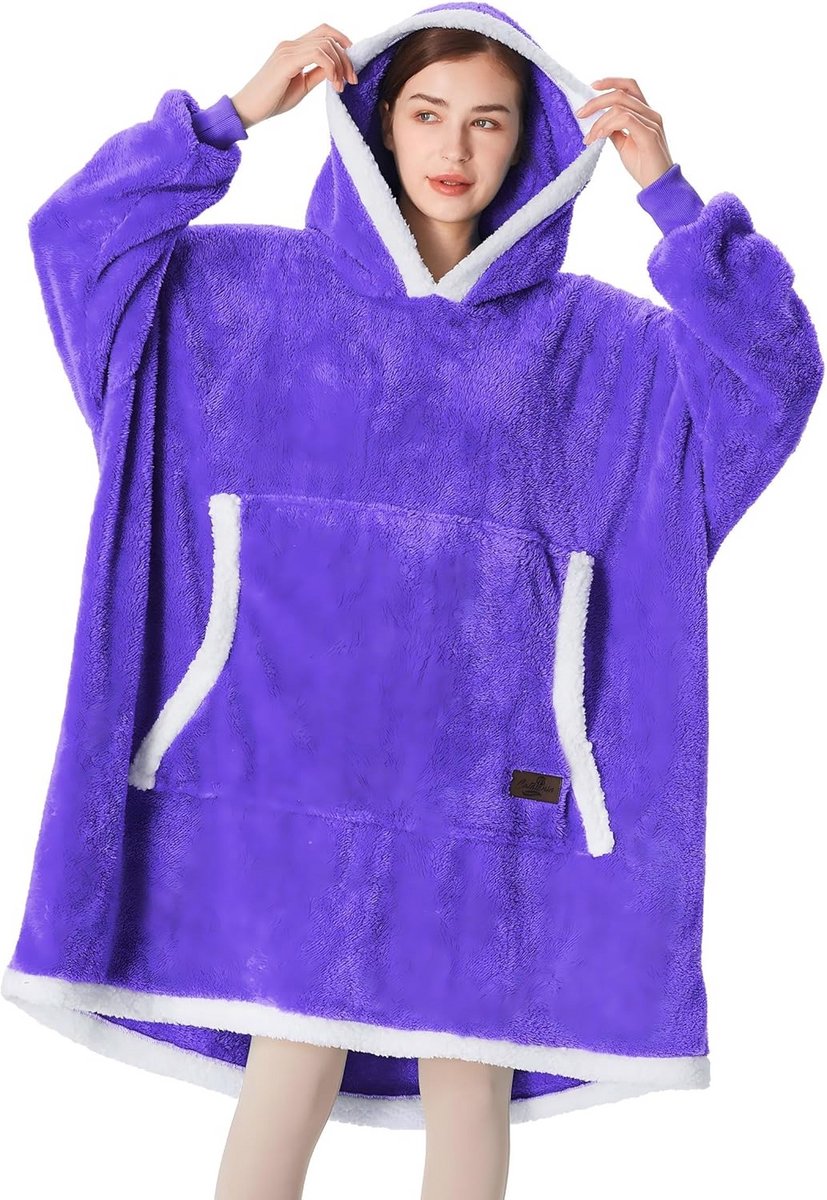 Oversized Dekentrui met Mouwen en Capuchon - Dubbelzijdig Fleece voor Heren en Dames