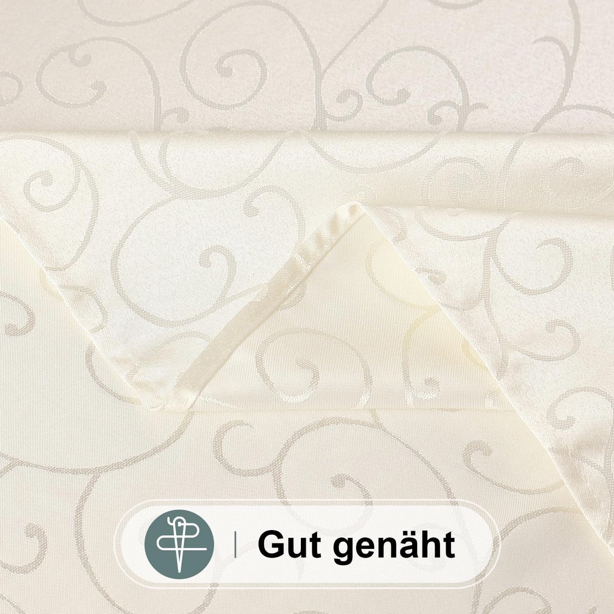 Rechthoekig Tafelkleed Beige Jacquard 140x180 cm Afwasbaar en Onderhoudsvriendelijk