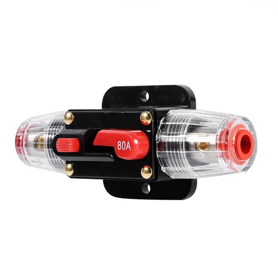 Ligloy Resetbare Zekeringhouder 80A – AGU-stijl – 12-24V – Met Drukknop – Waterbestendig – Voor Auto, Boot, Marine, Audio