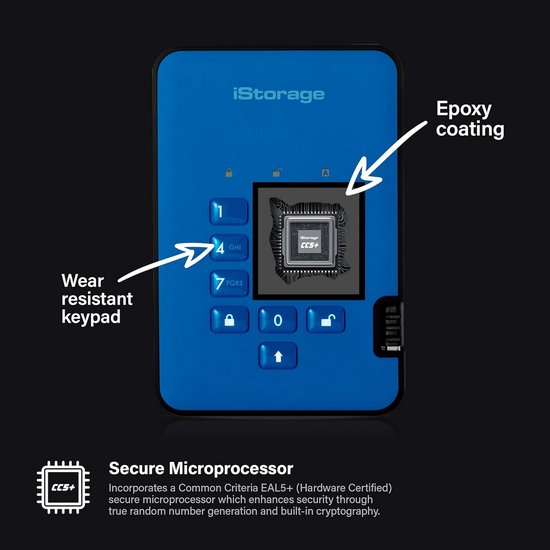 1TB Veilige Externe Harde Schijf met PIN-Beveiliging en Hardwareversleuteling — afbeelding 4