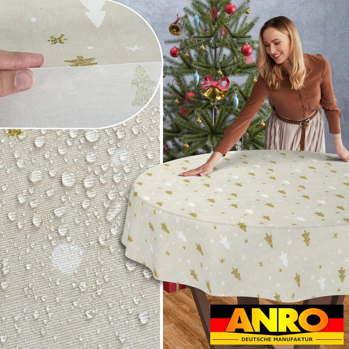 Rond Kerst Tafelkleed 100cm Wasbaar & Afwasbaar voor Feesttafel