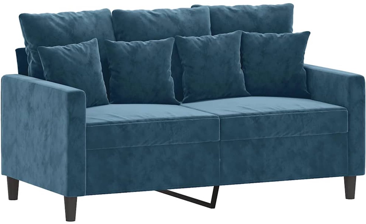 vidaXL Tweezitsbank - 120 - cm - fluweel - blauw