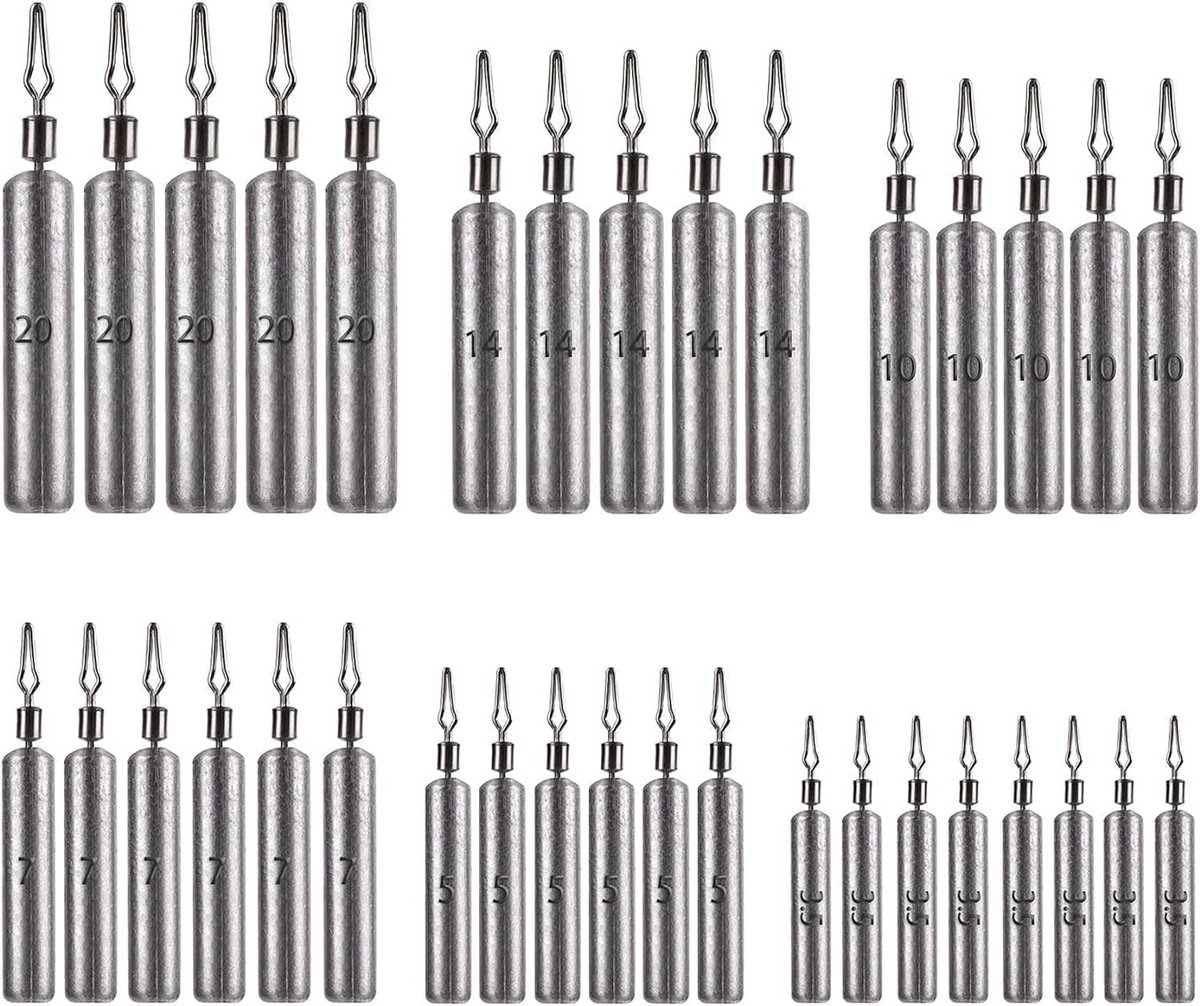 30x Set Visgewichten Druppel Lood voor Roofvis Vissen & Dropshot Rig