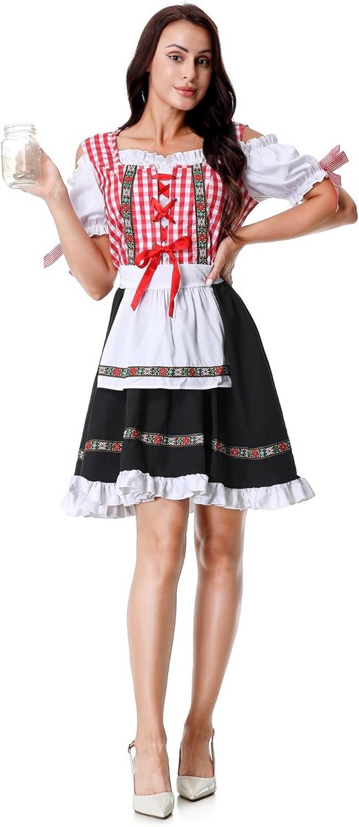 Dirndl Oktoberfest Jurk Dames Bavariaans Bier Meisje Kostuum Feestjurk Stretchy