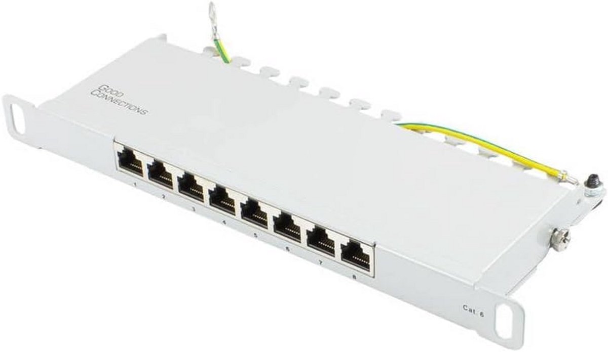 Afgeschermd 8-Poorts Cat 6 Patchpaneel 10 inch voor Netwerkkasten