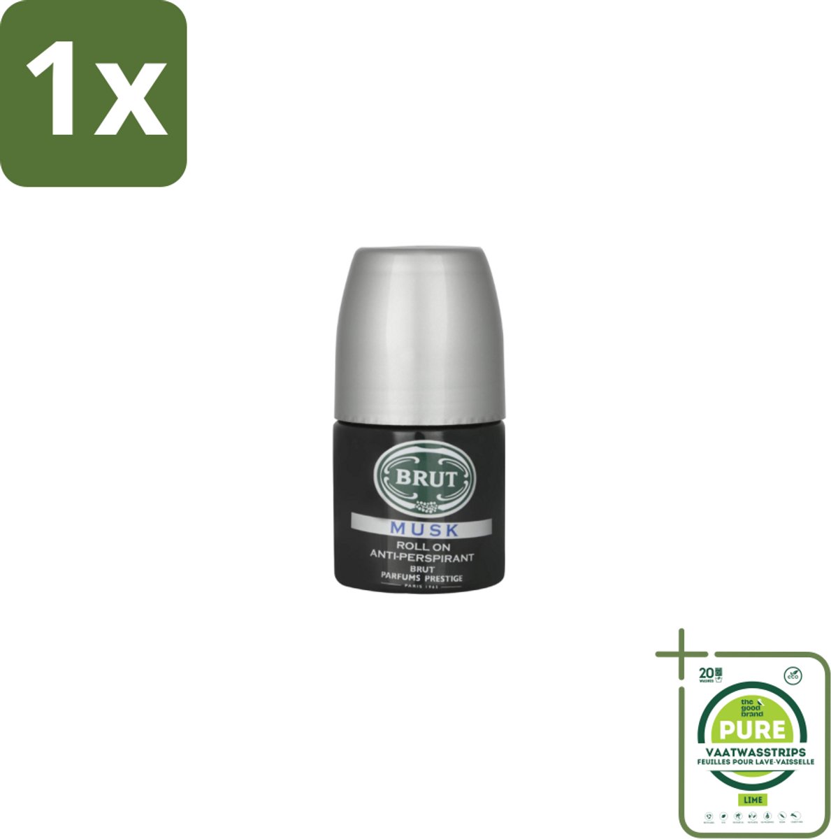 1 x Brut – Deodorant Roller – Musk - 50 ml - Anti-transpirant Roll-on - Muskusgeur - Mannelijke Uitstraling - Langdurige Bescherming - Frisheid