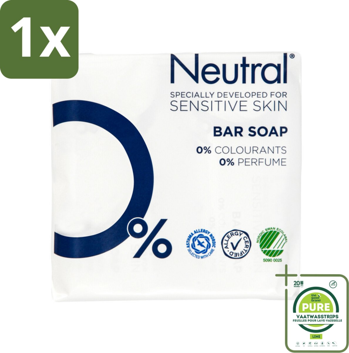 1 x Neutral Zeeptablet 2 x 100 gr - Gevoelige Huid - Droge Huid - Zeep - Zeep Parfumvrij - Huidverzorging