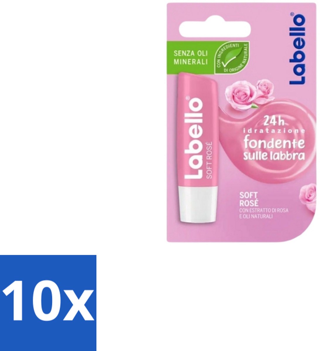 Labello – Lippenbalsem – Soft Rosé - Bulkverpakking - 10 stuks
