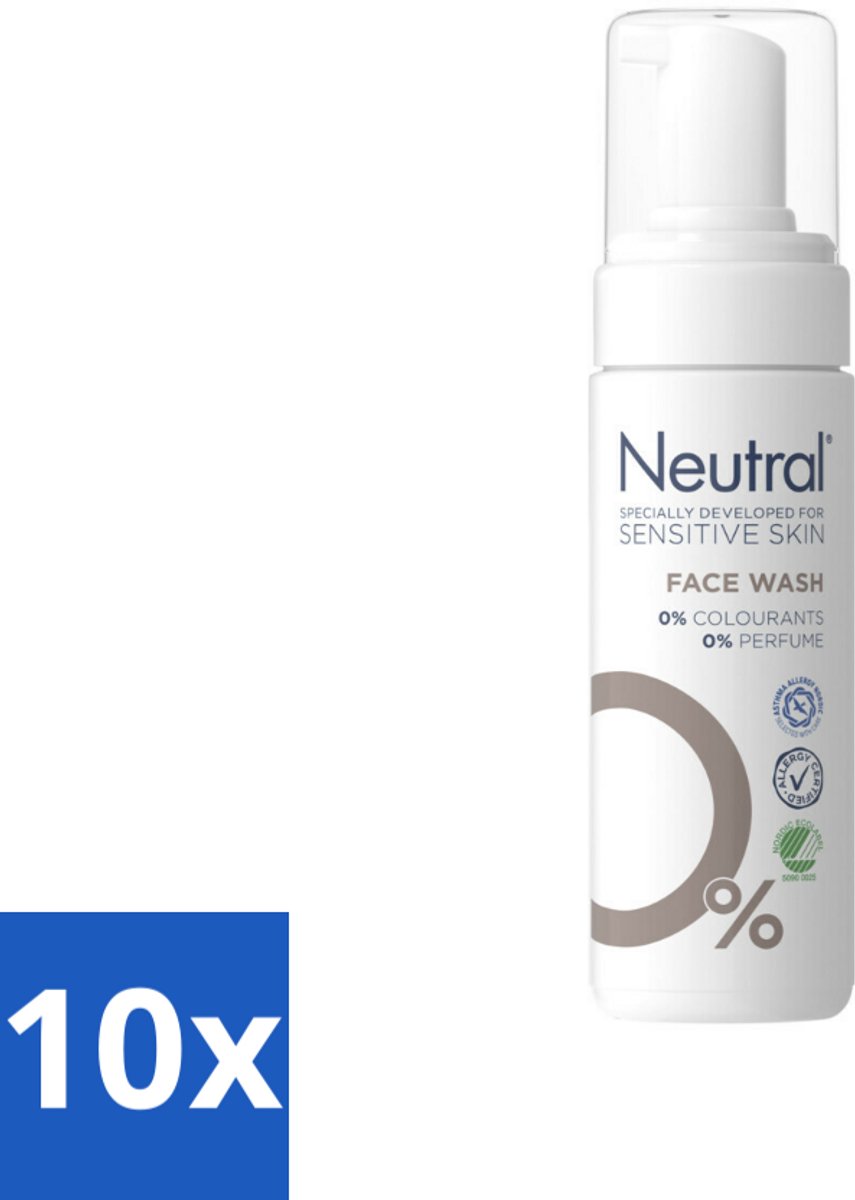 10 x Neutral – Gezichtsreiniging – Face Wash 0% Parfumvrij – 150 ml - Gevoelige Huid - Gezichtsreiniger - Milde Reiniging - Glycerine - Crème Verwijderen