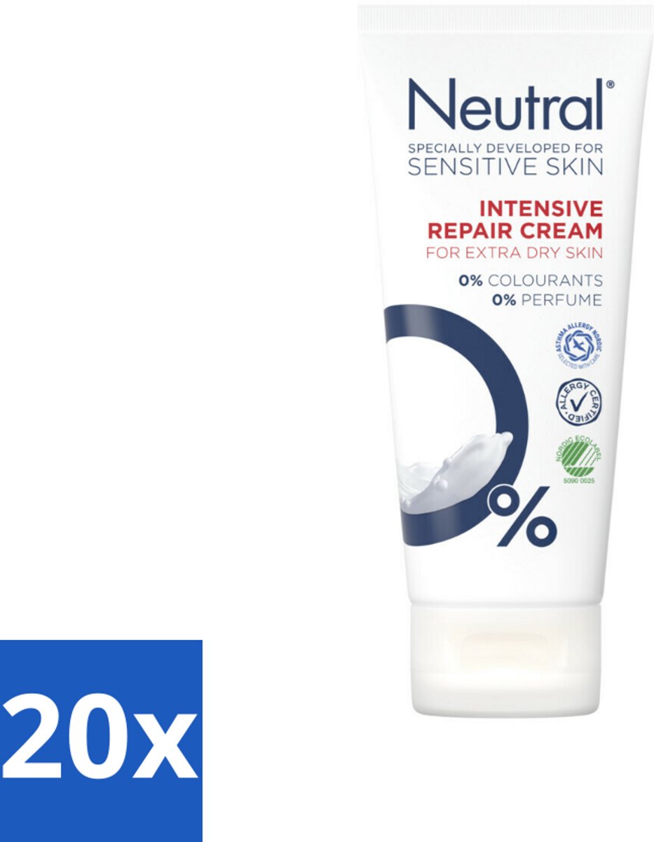 20 x Neutral – Bodycrème – 0% Intensive Repair – 100 ml - Gevoelige Huid - Droge Huid - Herstelcrème - Vochtigheid - Allergie