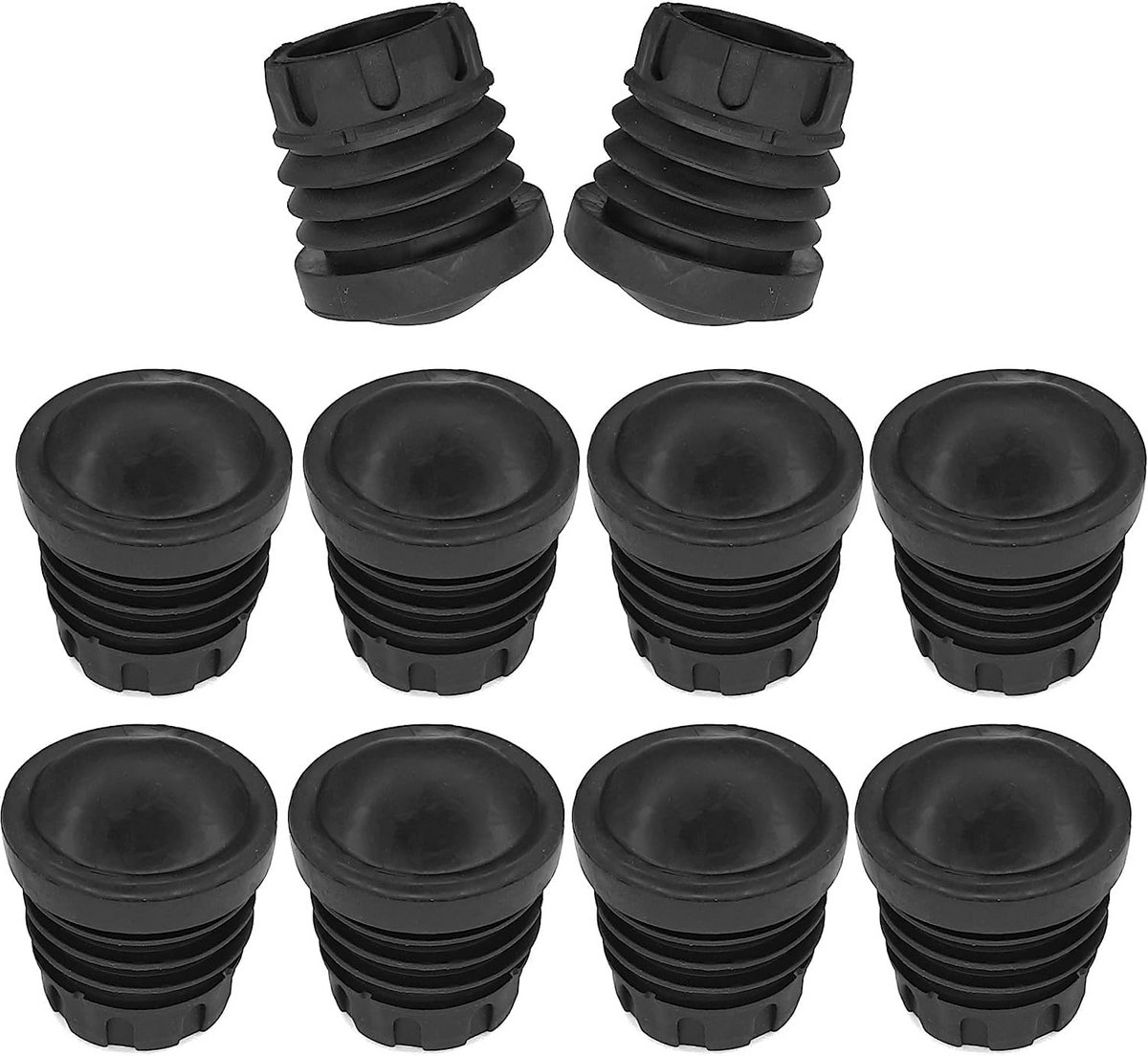 Set van 10 Ronde Rubber Stoel- en Tafelpoten - Antislip en Versterkt voor Kantoren en Scholen