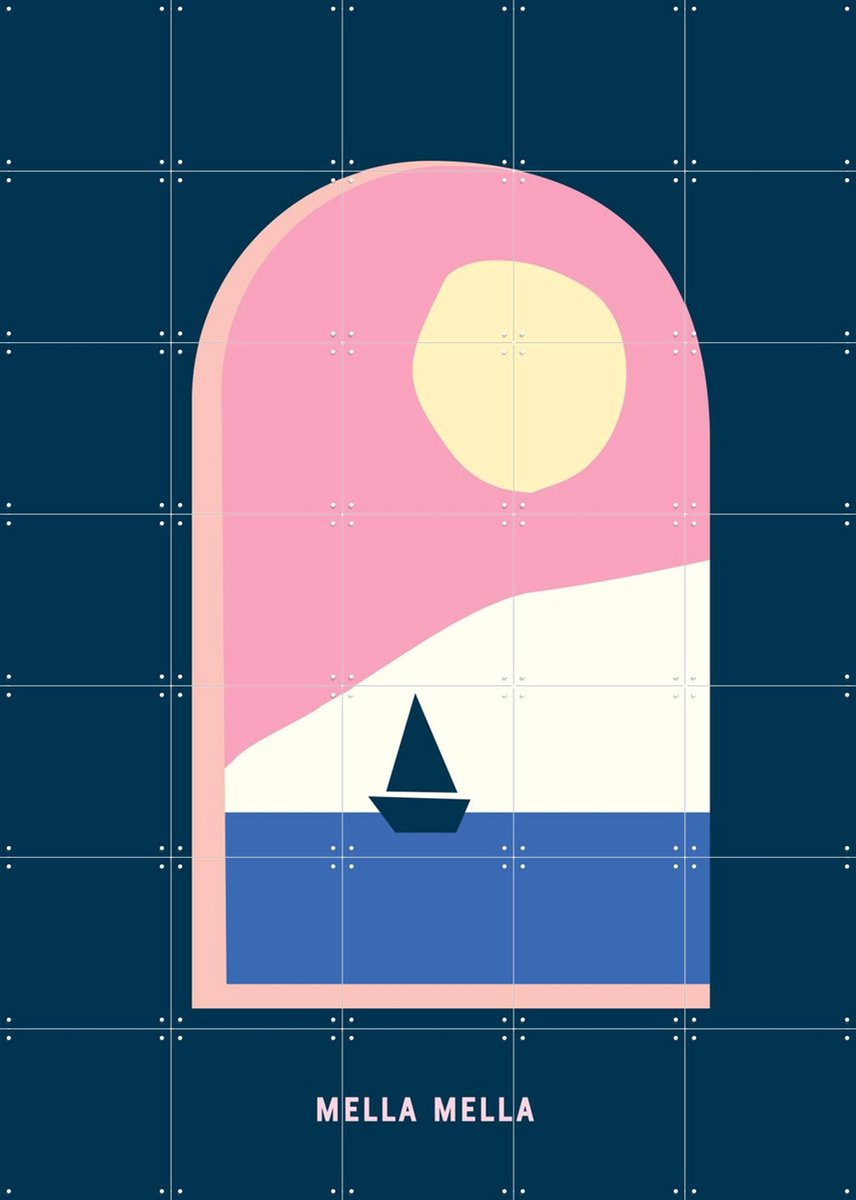 IXXI Love Boat III, Mella Mella - 100 x 140 cm - Gratis ophangtool - Grote wanddecoratie en posters - Geometrische Kunst, Minimalisme, Grafisch