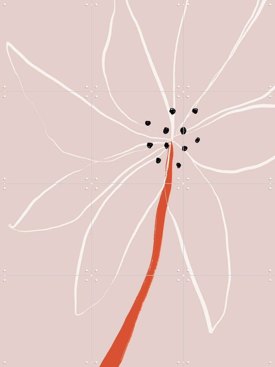 IXXI Abstract Flower No 1, uplusmestudio & Various - 60 x 80 cm - Gratis ophangtool - Grote wanddecoratie en posters - Abstract, Line art