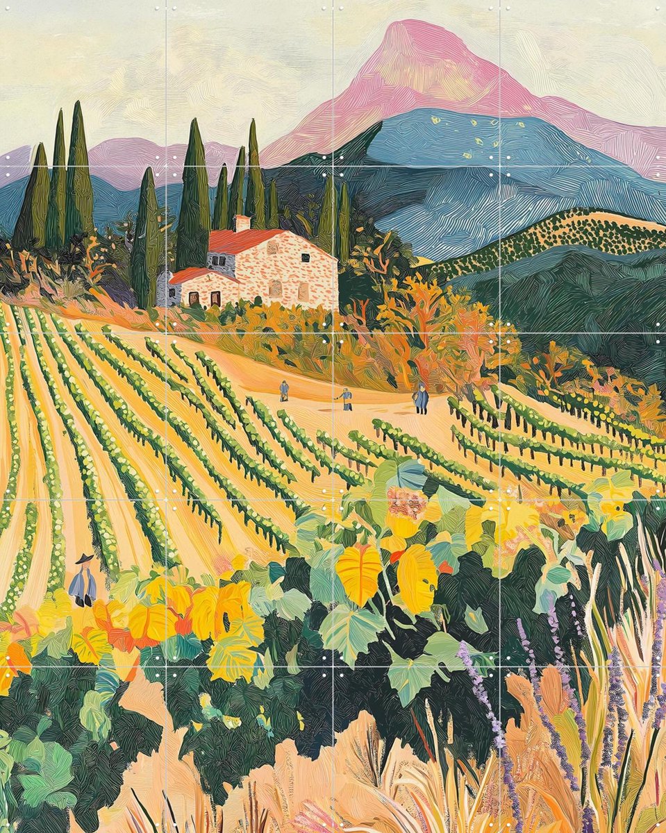 IXXI Bordeaux Fields, Artclaud - 80 x 100 cm - Gratis ophangtool - Grote wanddecoratie en posters - Illustraties, Naturalisme, Fantasierijk